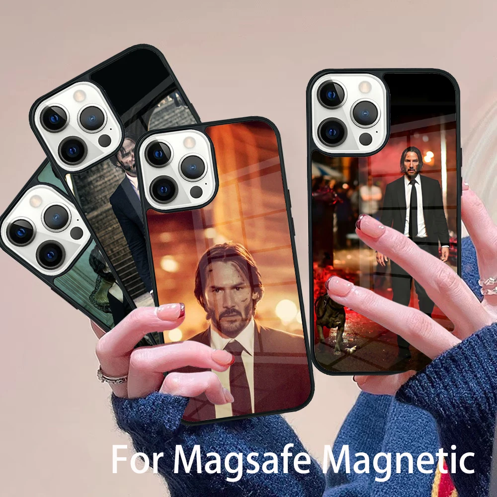 

Keanu reeves Saint John Wick Phone Case Magesafe Magnetic Wireless Charge Cover For IPhone 16 11 12 13 14 15 Pro Max Plus Mini