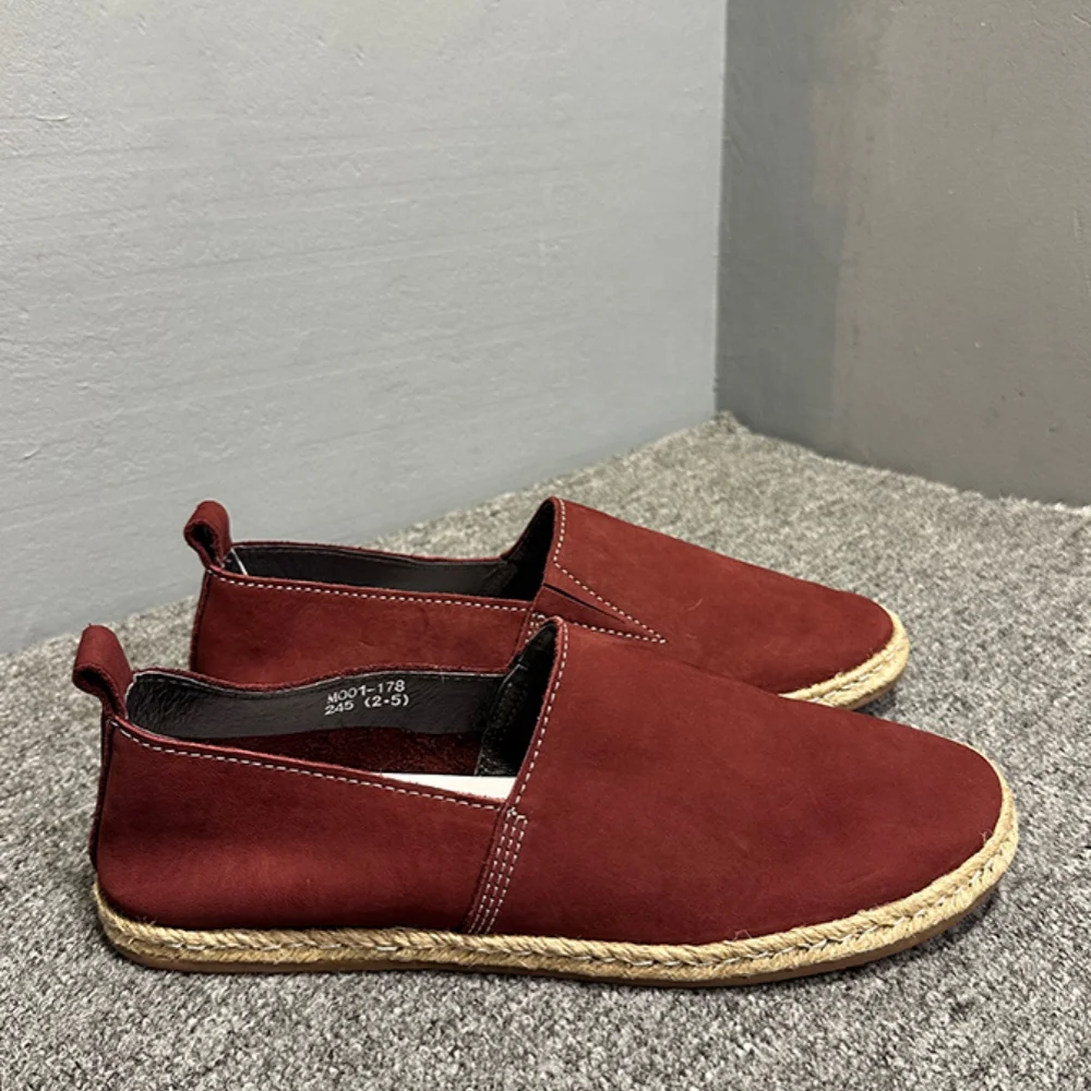 أحذية صياد السمك من جلد البقر الناعم، أحذية مريحة من الجلد الطبيعي للرجال، أحذية بدون كعب كاجوال مصنوعة يدويًا، أحذية قيادة