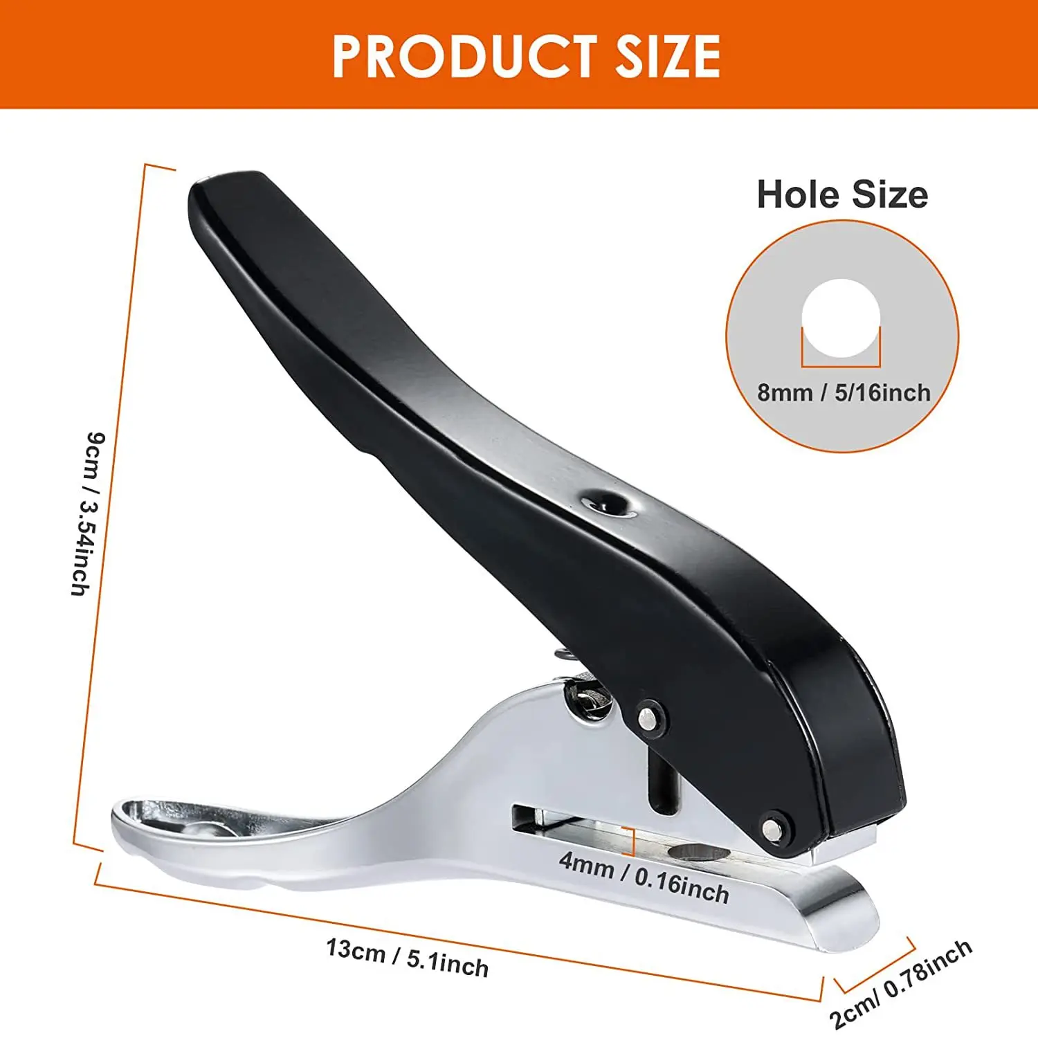 Hole Punch 3/8 Inch-8/10mm Single Hole Punch Heavy Duty Paper Punch Portable Hand-held Puncher for Paper Cards Plastic Cardboard