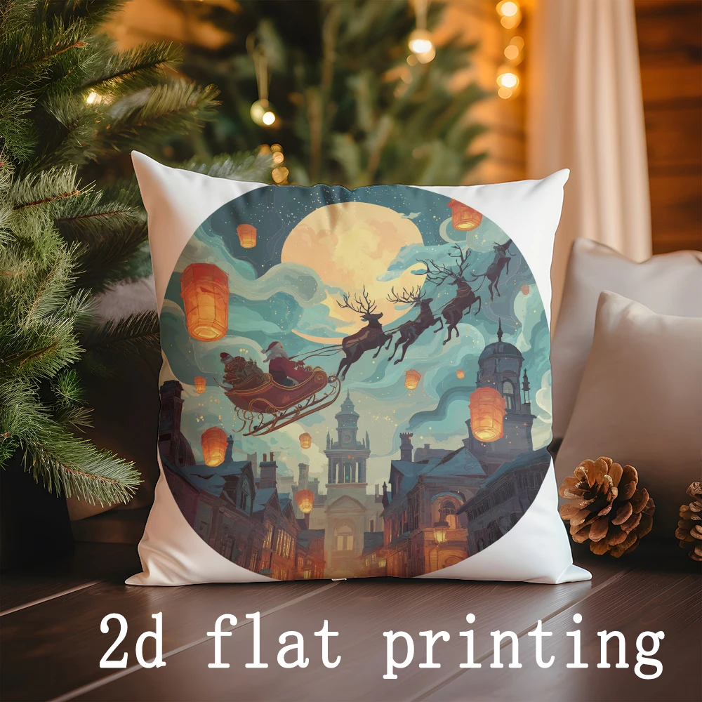 ديكور المنزل سانتا مزلقة والفوانيس المخدة مناسبة ل أريكة غرفة نوم سيارة وسادة غطاء وسادة وسادة الظهر المستطيلة