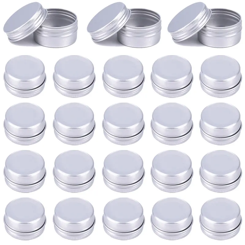 30pcs 5/10/15/20/30/50g Rosegold Round Empty Silver Aluminum Tin Spice Candle Jars Cosmetic Lip Balm Container Refillable Bottle