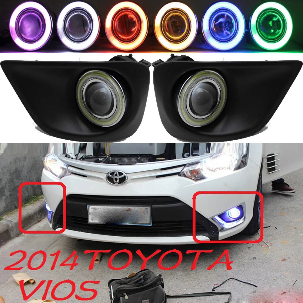 

car bumper headlight for toyota vios fog projector lens light 2014~2016y car accessories CCFL Vios headlamp