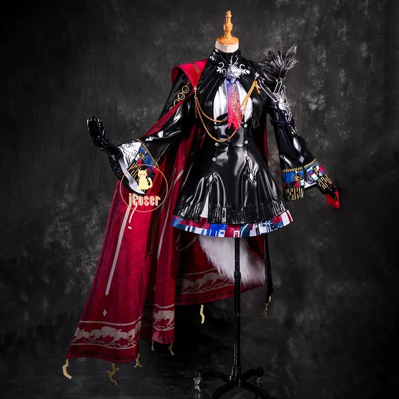 

25COSArknights Lappland The Decadenza Косплей Костюм Парик Платье Униформа Хвост Головные Уборы Плащ Игровой Реквизит Хэллоуин Вечеринка Женщины iCo
