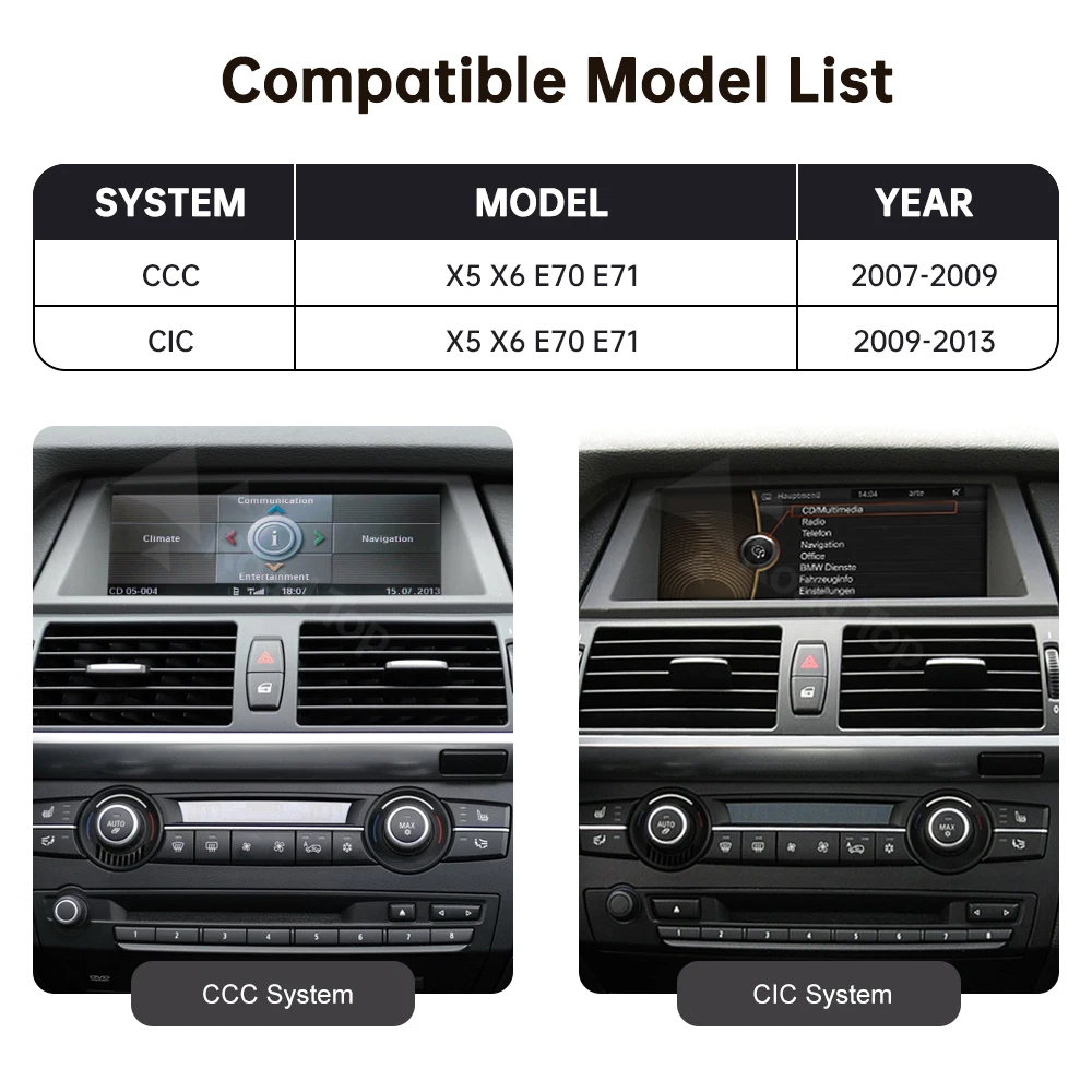 Road Top 1920*720 écran tactile sans fil Carplay Android Auto pour BMW X5 E70 X6 E71 2007-2013 CCC CIC affichage multimédia de voiture