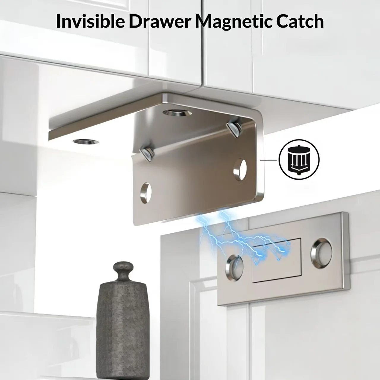 Magnetic Door Catch White Strong Seamless-invisible Mount Adhesion for Cabinets Sliding Auto Accessories Drill-free Bracket Push