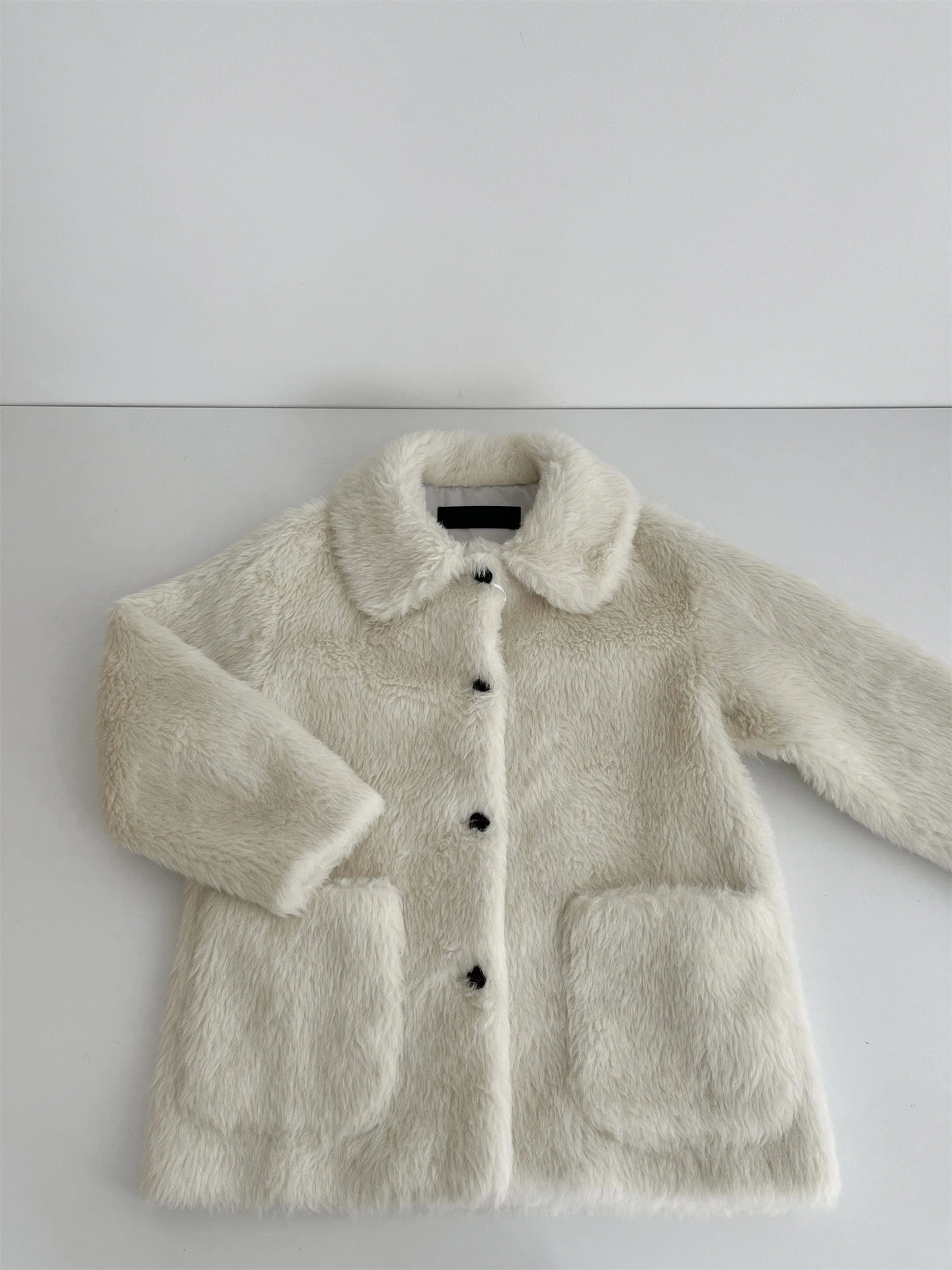 جاكيت فرو سميك كبير الحجم للشتاء من بريون، تصميم فضفاض كاجوال، مزيج من البوليستر والصوف، أكمام طويلة، ياقة بولو، مقاس عادي #5