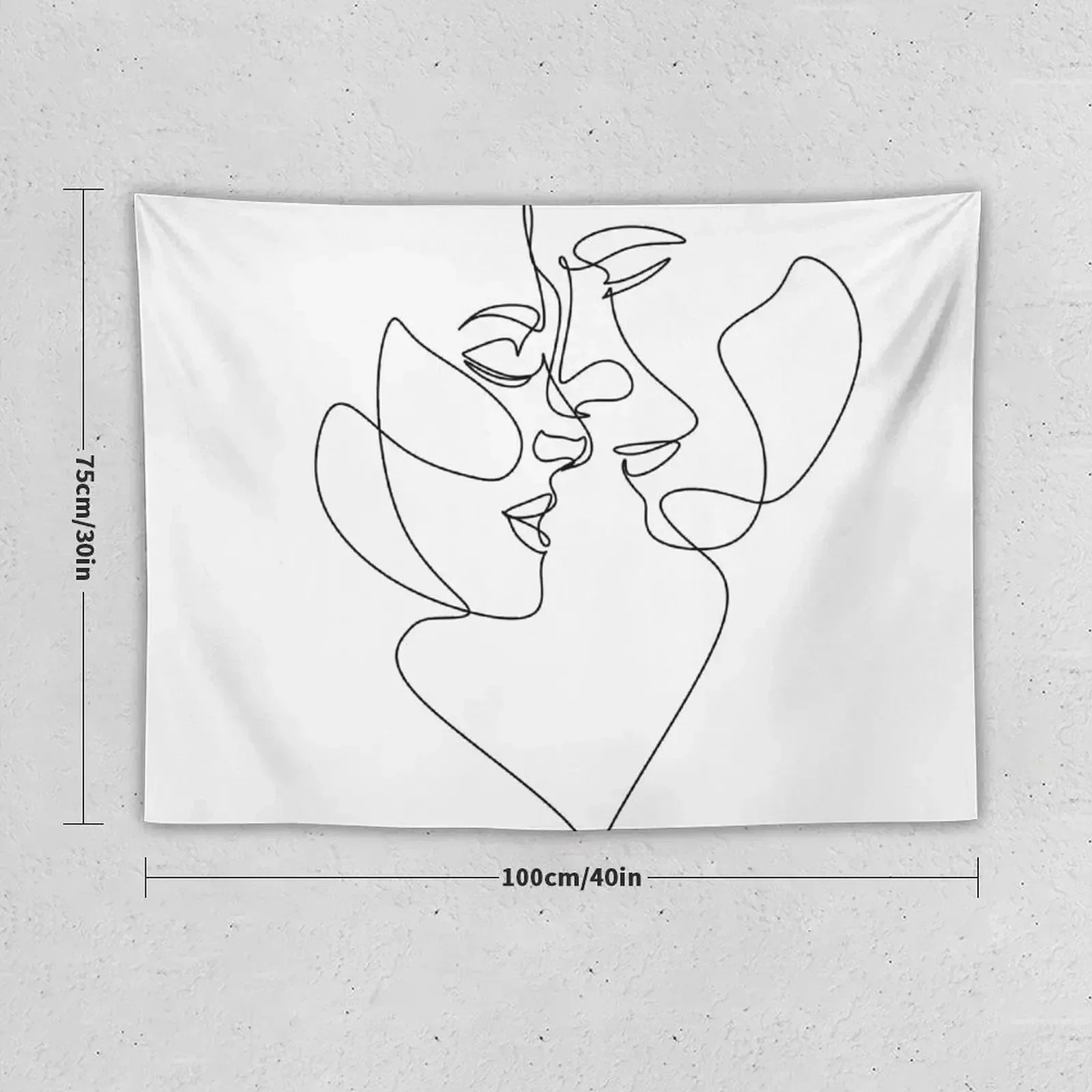 Couple one line art. Love print. 2 faces. Man and woman. Love art. Symbol of love Tapestry Cute Room Decor Tapestry