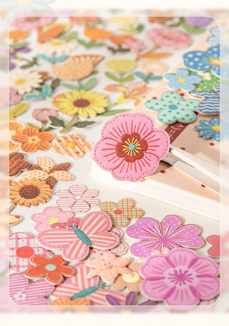 Journal GO Mini Flower Hard Card Sticker Set 90 Sheets of Floral & Plaid Patterns for Journaling Scrapbooking and DIY Crafts