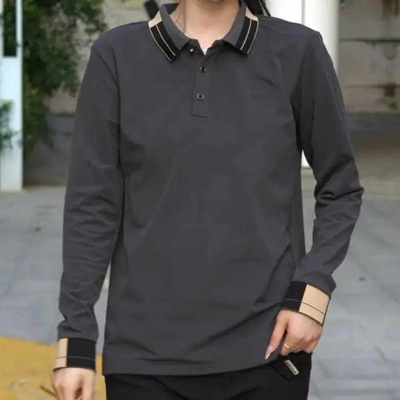 

Faionable Casual Long Sve Men's T-irt Slim Fit irt Turn-down Collar Base irt New Arrival Autumn 2025
