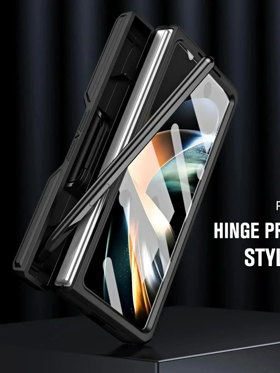 Hard Armor Case met standaard Schermfilm voor Samsung Galaxy Z Fold 6 5-voudig 4 5G Scharnierbescherming Glijdende cameratas met S Pen - afbeelding 2