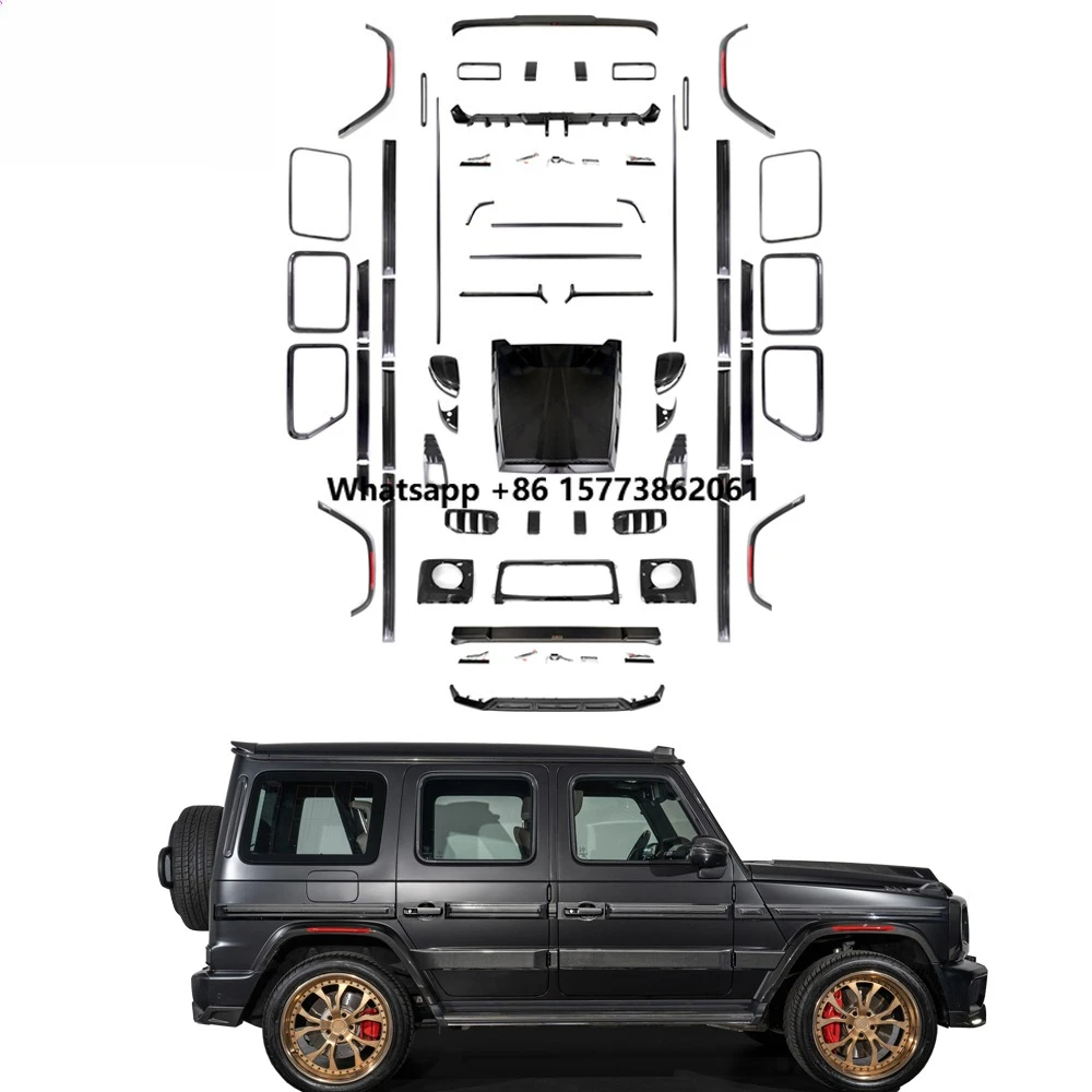 New 2025y W465 G63 Body Kit Dry Carbon Fiber Body Parts Front Lip Rear Diffuser Over Fenders Headlight Covers Upgrade Carbon Set