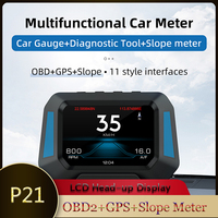 Car HUD P21 Head up Display OBD+GPS+Slope Meter Multifunction Screen On Board Computer 4X4 Inclinometer Smart Diagnostic Tool