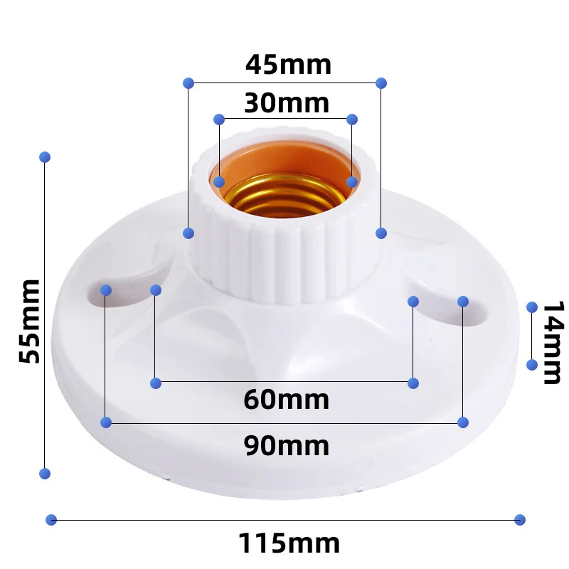 Base de bombilla LED montada en superficie de tornillo E27, portalámparas Paperback de baquelita Liner, 115mm, convertidor de enchufe E27,