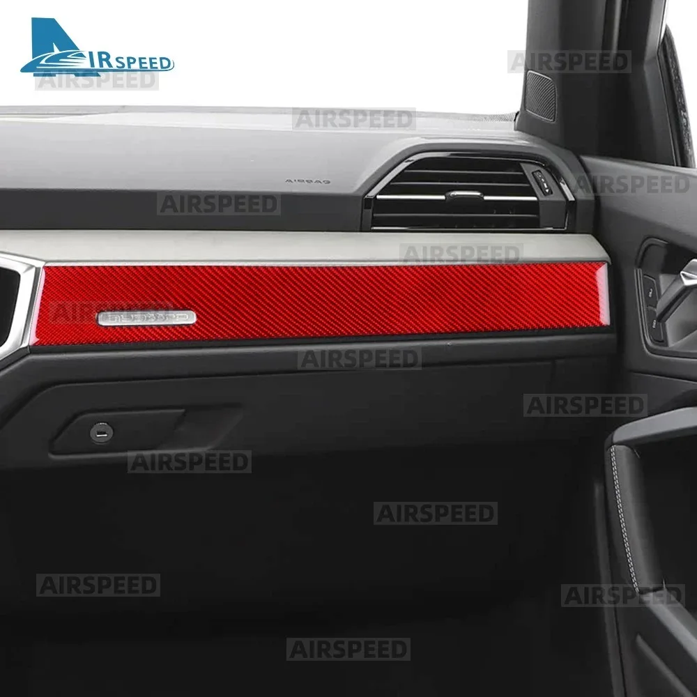 Pour Audi Q3 F3 2019 2020 2021 2022 2023 2024 2025 Autocollant en véritable fibre de carbone souple LHD RHD Garniture de commutateur du copilote de la console centrale de la voiture