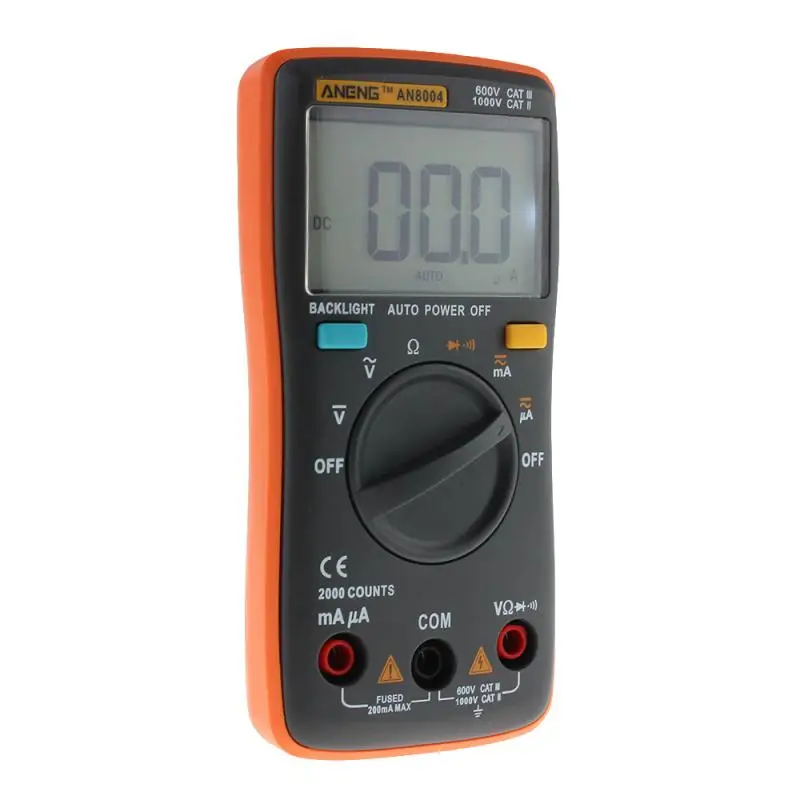 ANENG8004 Digital Multimeter 2000 Counts Auto Back Light /DC Voltmeter Transistor Tester Frequency Diode Temperature