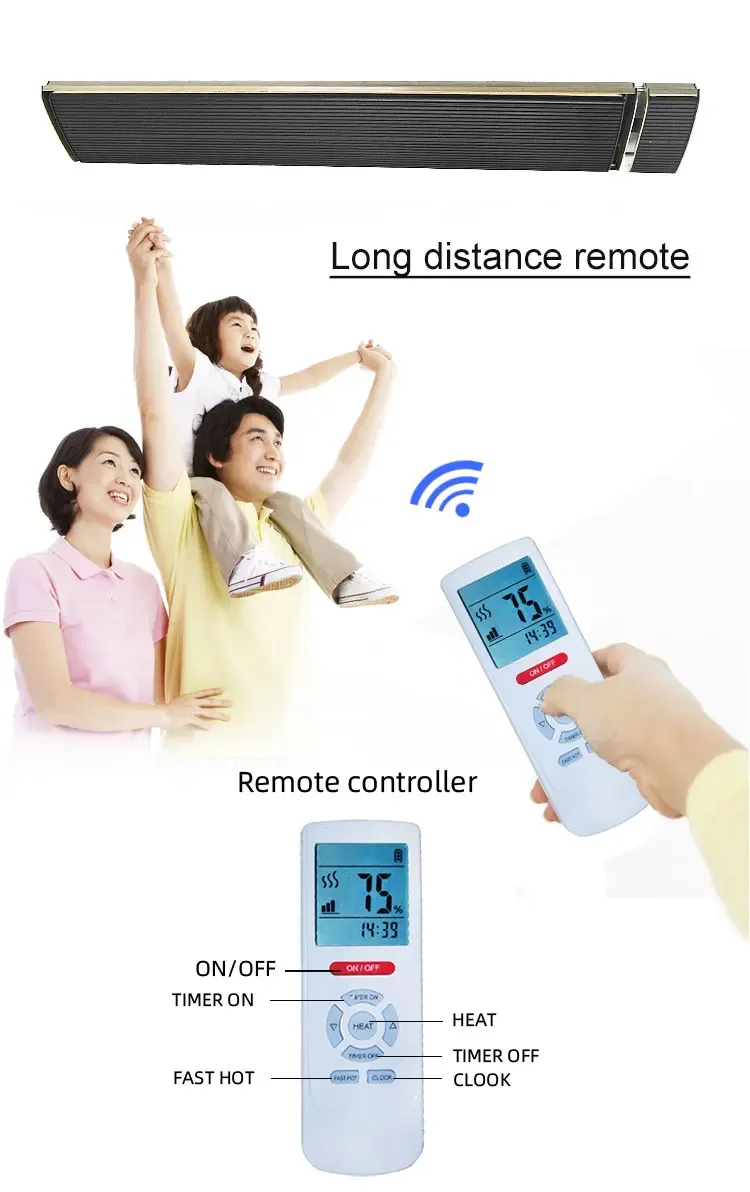 JHheatsup 2400 ワット卸売スマートリモコン遠赤外線放射ウォーマーヒーター電気冬用