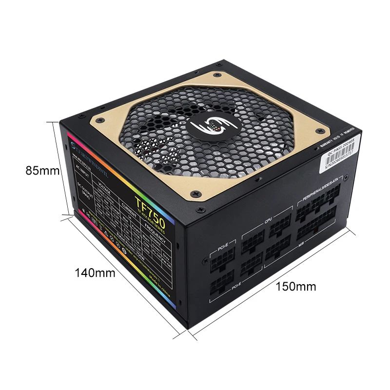 750W ATX RGB Fully Modular Gaming PSU Full Voltage 110-240V Computer Power Supplies with 20+4pin Motherboard Power For Desktop