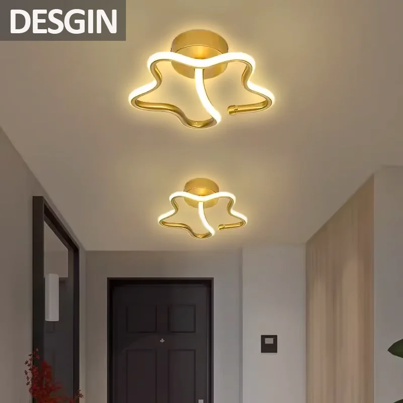 Nordic led luz de teto banhado a ouro estrela 16w lâmpadas para entrada corredor quarto vestiário luminárias interiores