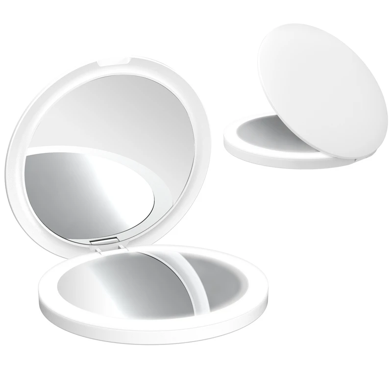 

Ультратонкое портативное светодиодное зеркало для макияжа с подсветкой, перезаряжаемое ручное косметическое зеркало для путешествий
