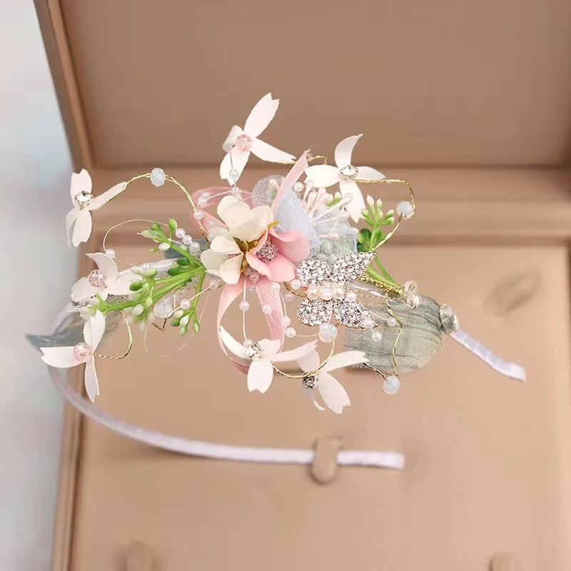 New bridal headdress mori Senmei Korean style sweet atmosphere wedding dress accessories girl princess birthday party hair hoop