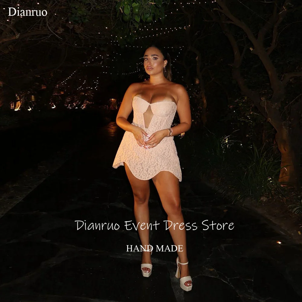 Dianruo A Line уникальные свадебные платья с вырезами, короткие платья Vestidos Novia Bohemio, высококачественные кружевные платья для выпускного вечера по индивидуальному заказу