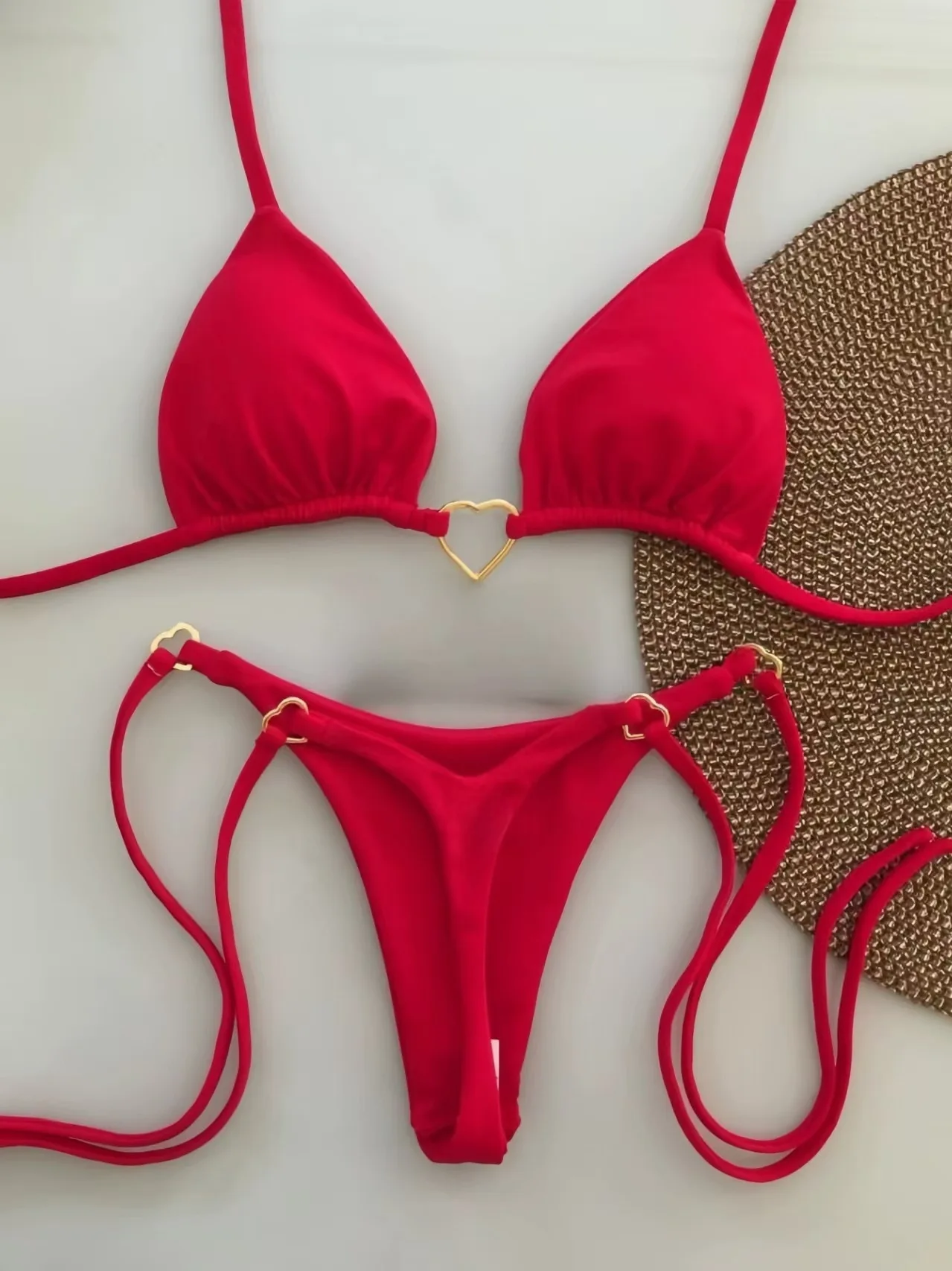 2026 Sexy Halter Solid color Bikini Set Women's Swimsuit Two-piece Triangle Thong Swimwear Beach Bathing Suit Brazilian Biquinis