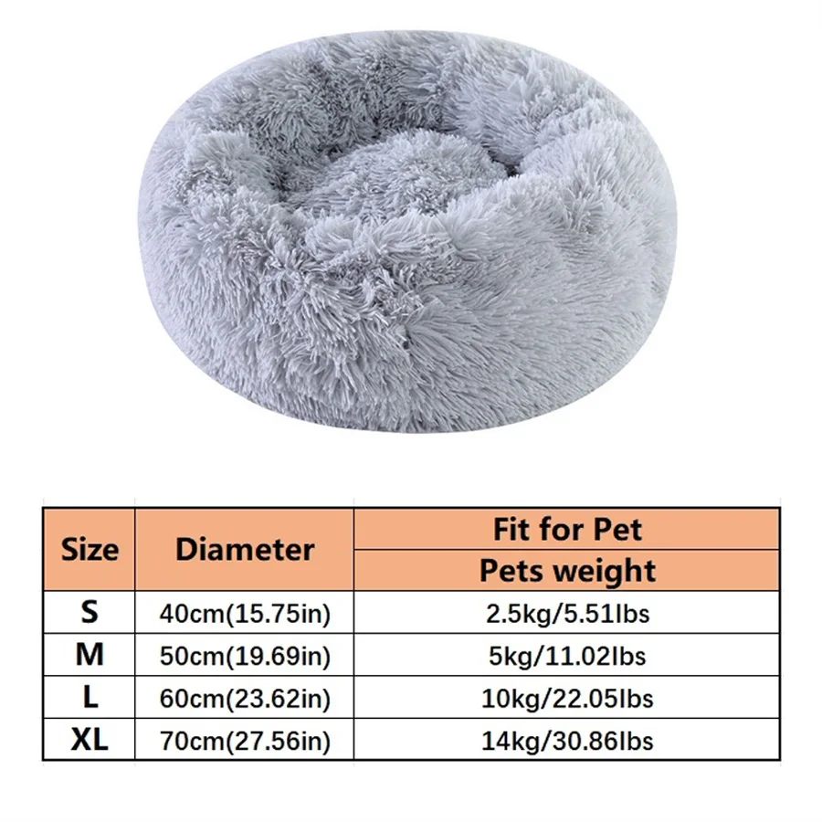 Weiches Haustier-Katzenbett Plüsch Warmes Kunstfell-Hundebett Rundes Donut-Bett Komfortables Waschbares Schlafbett für Kleine und Mittelgroße Hunde und Katzen