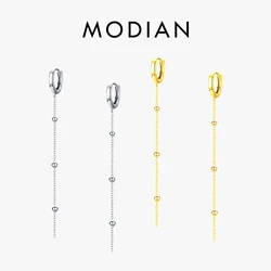 Modian Exquisite Fashion Swing Long Tassel Drop Earring Real 925 Sterling Silver Charm Chain Dangle Earrings For Women Jewelry