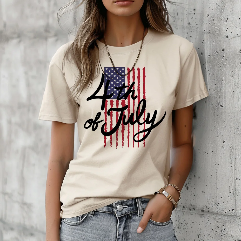 

4th of July t-shirts women Y2K manga Japanese top female funny y2k clothing