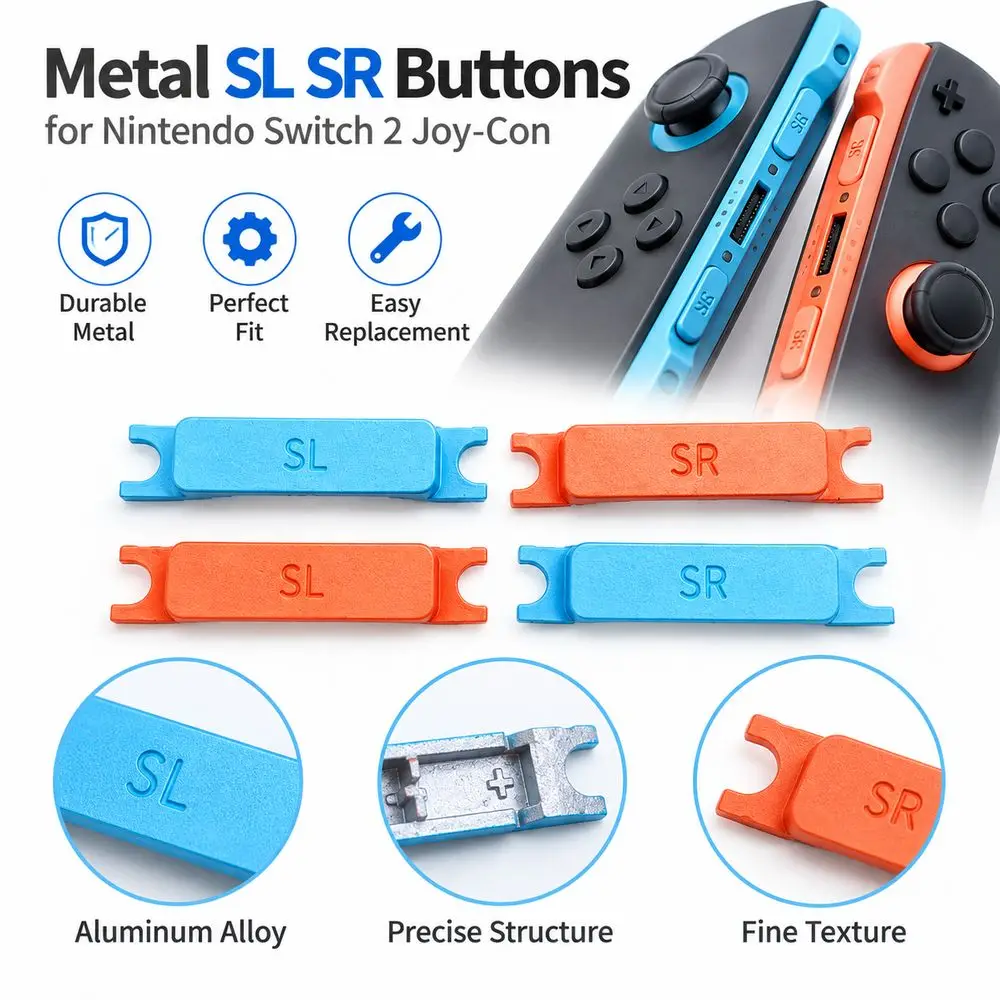 4pcs/Set Metal SL SR Buttons Raised Button Replacement Controller Shoulder Buttons Left Right Set for Nintendo Switch 2 Joy-Con
