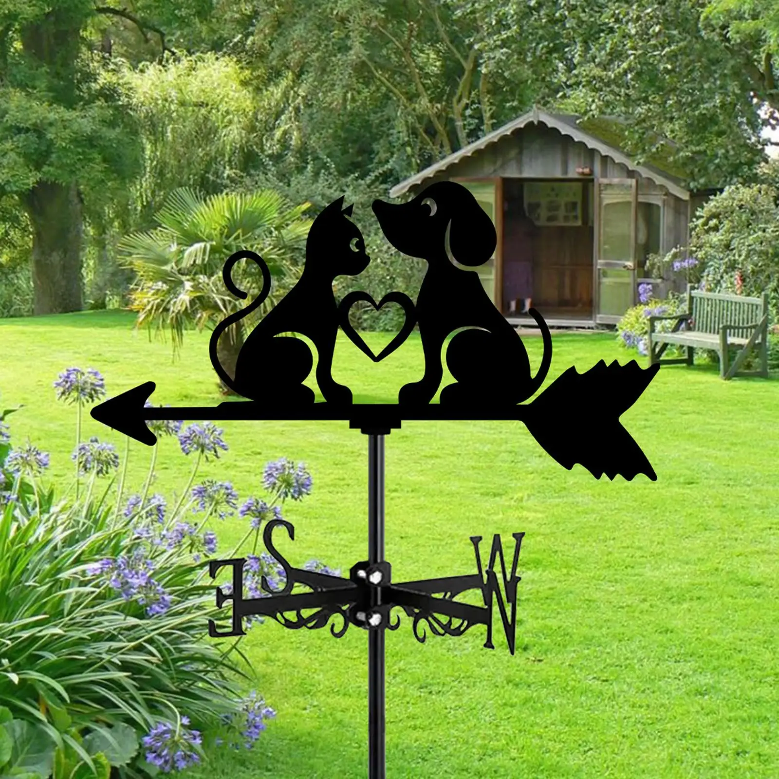 

Dog Cat Weathervane Wind Direction Indicator Fence Yard Shed