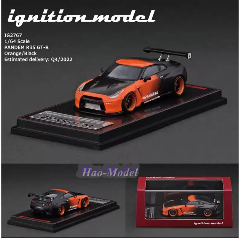 IG 1/64-Jouet de simulation en métal moulé sous pression pour PANDEM R35 GTR, modèle de voiture modifié, alliage, cadeau d'anniversaire, passe-temps, collection d'affichage orange