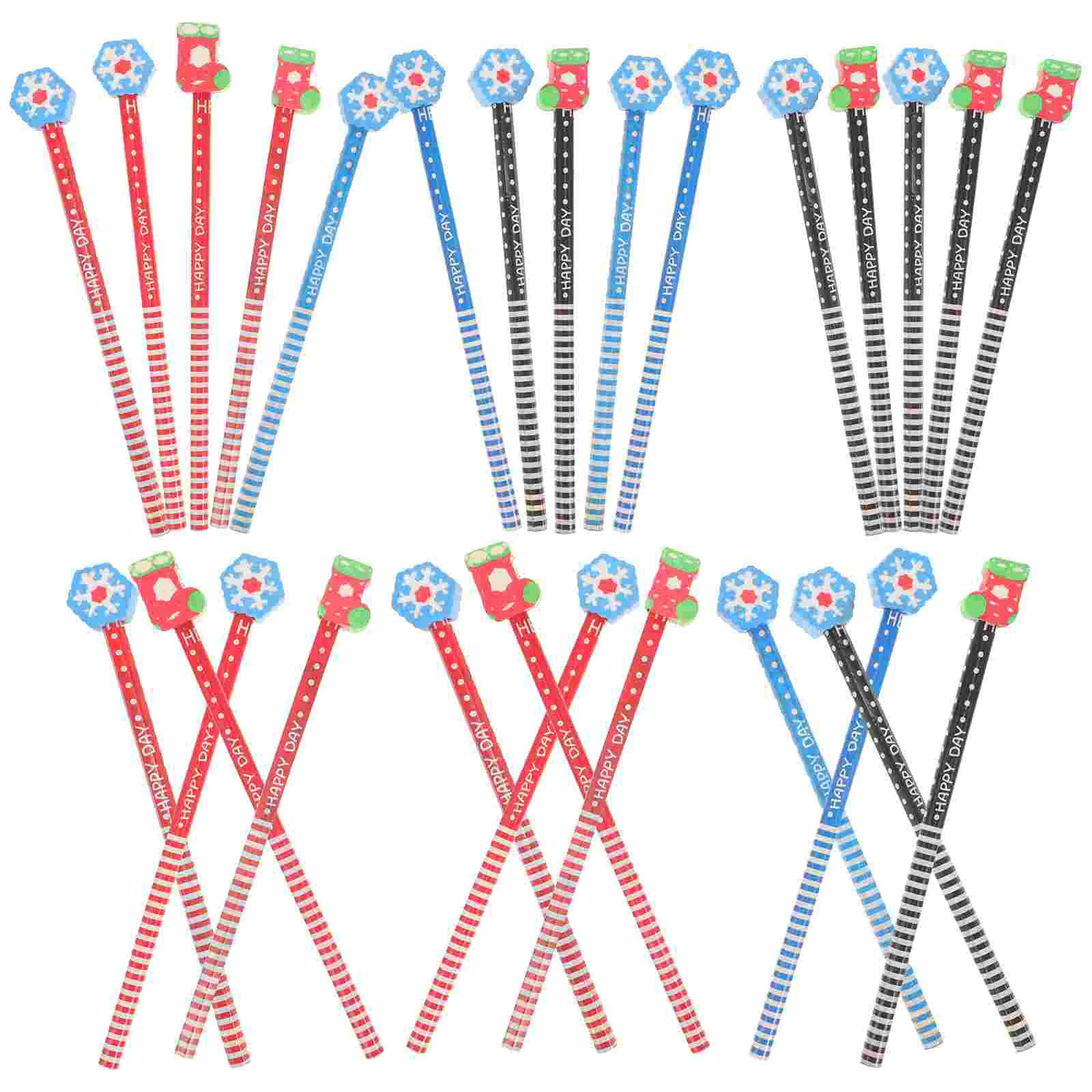 24 Pcs Cartoon Pencils for Kids Writing Gift Random Color Flexible Bamboo with Eraser Animal