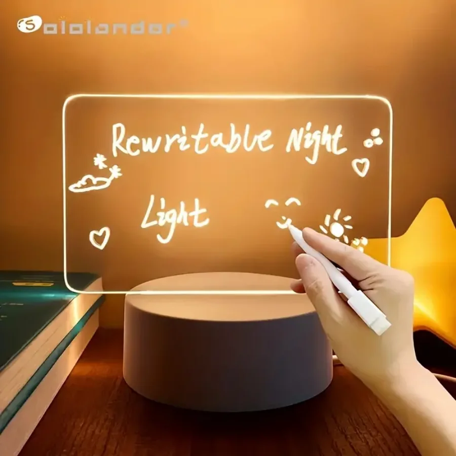 LED writing message board small night light, can erase repeated writing, room living room office workbench message board.