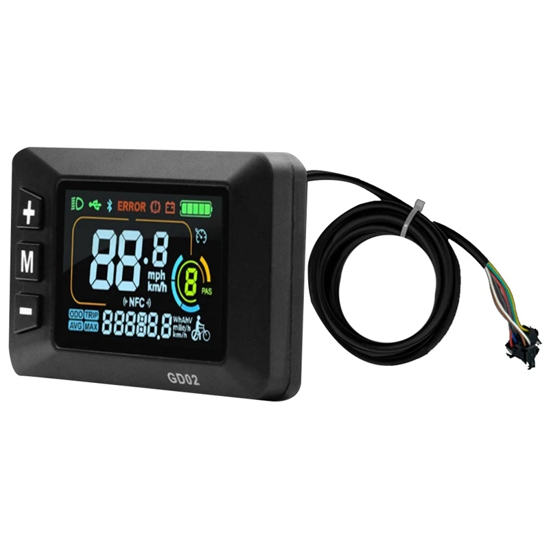 LCD-GD02 Electric Bike LCD Display Meter  Dashboard Display Panel 24V 36V 48V 52V 60V For Electric Scooter SM5+2PIN