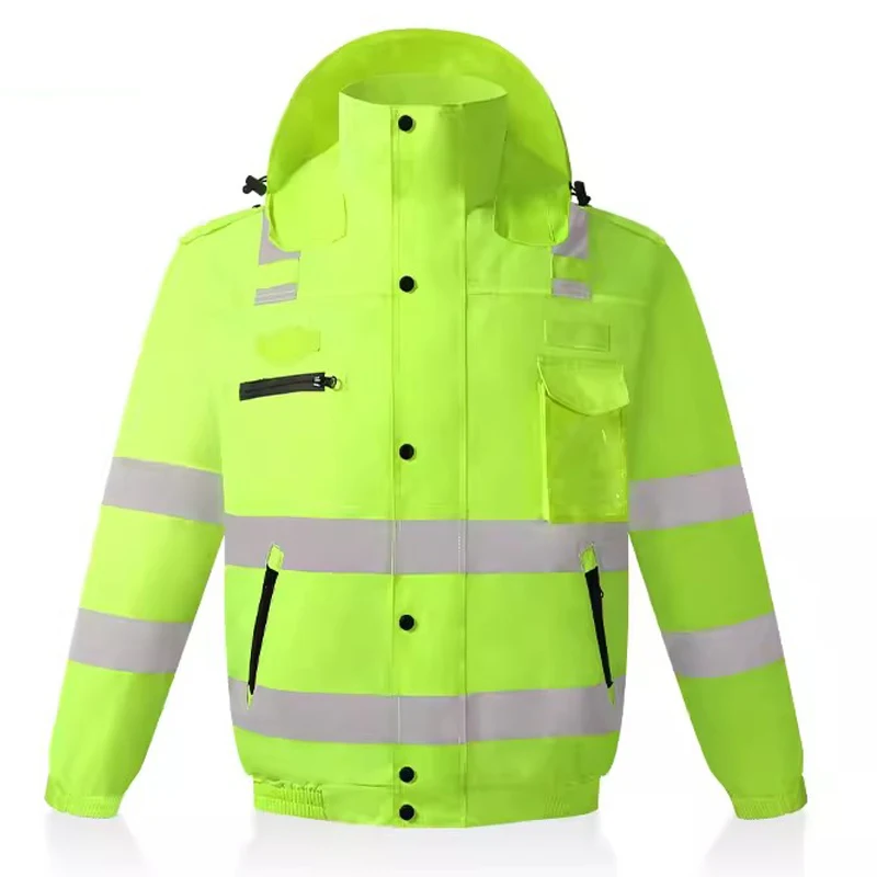 Winter Reflective Jacket with Detachable Fleece Linner Hi Vis Viz Jacket Men for Winter Reflective Waterproof Windproof