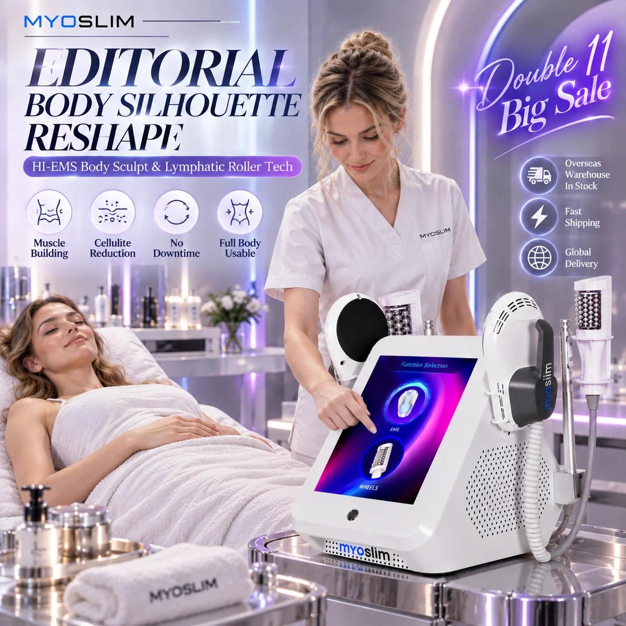 Cellulite Reduction Myoslim Machine 200HZ 360 Inner Ball Roller Infrared Vacuum Roller Massage Body Shaping Slimming Beauty