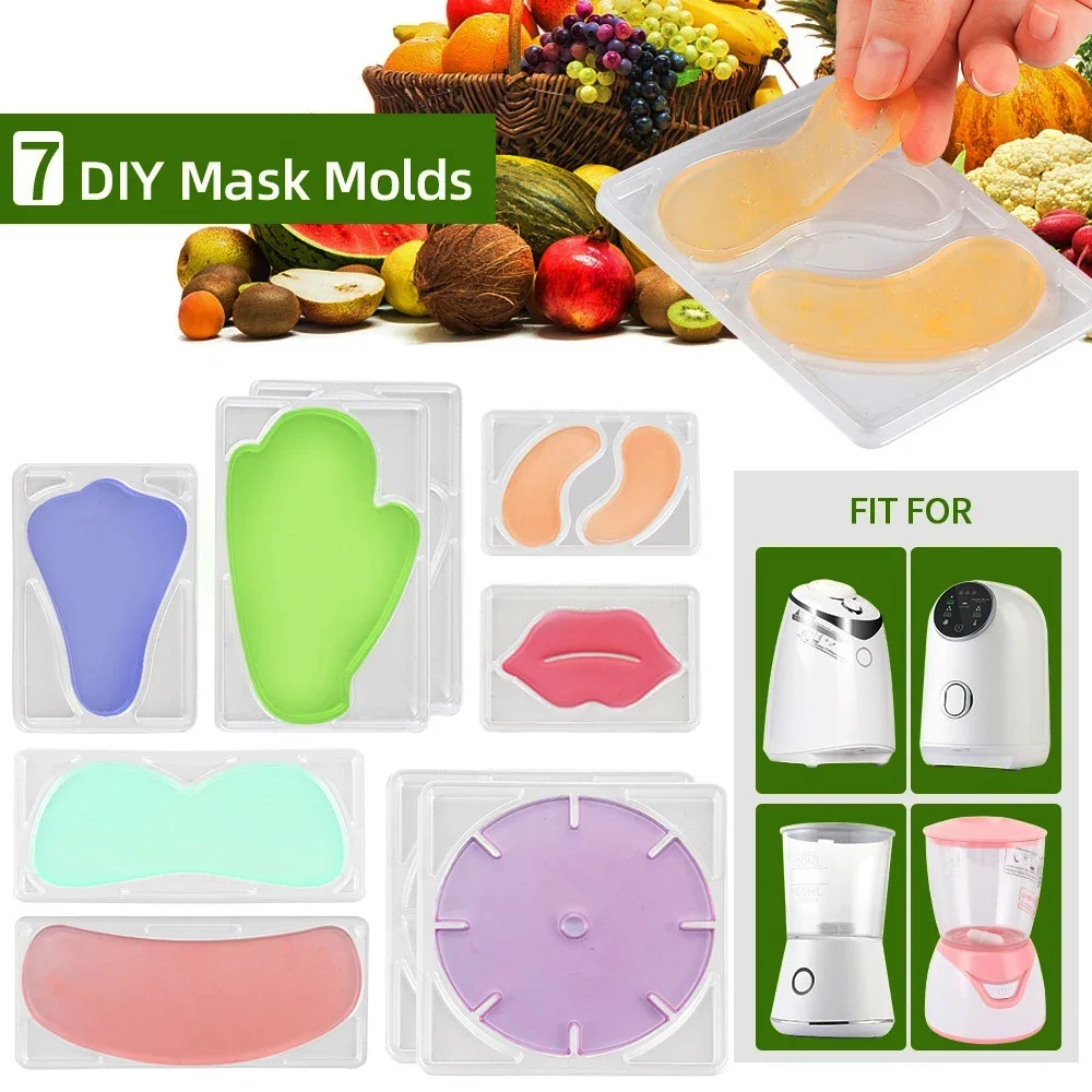 Molde reutilizable de plástico para mascarilla Facial, herramienta de fabricación de máscaras de frutas y verduras, bandeja transparente, 7 estilos por juego