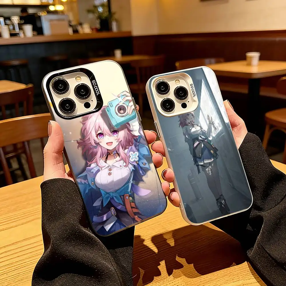 

Cute M-March 7th Phone Case For iPhone 17,16,15,14,13,12,11 Plus,Pro Max,XS,Colorful Silver Black Cover