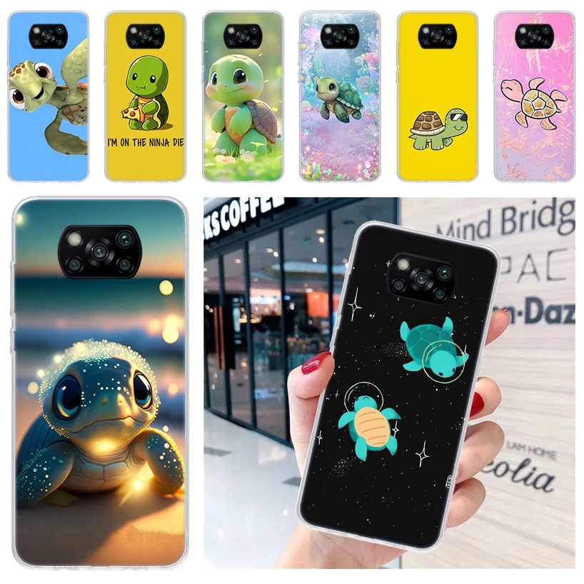 Cartoon Sea Turtle Tortoise Soft Phone Case for Xiaomi Poco X6 X5 X4 Gt X3 Nfc F6 F5 Pro M5s M5 M4 M3 F4 F3 F2 F1 Capa Coque Cov