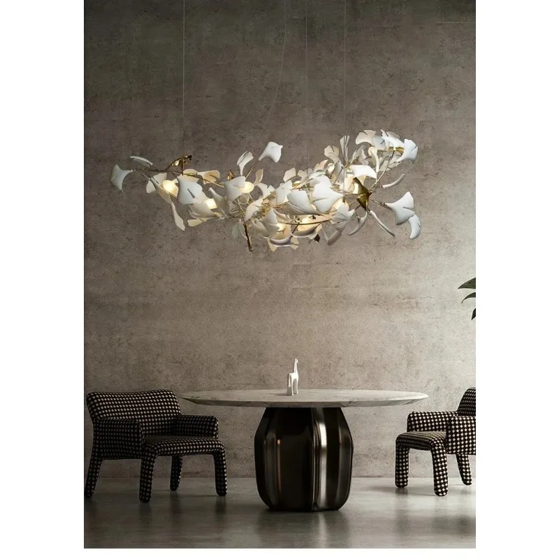 

Modern Ginkgo Leaf Porcelain Ceiling Chandelier Hanging Light for Dining Living Room Kitchen Bedroom - Table Lamp with Unique