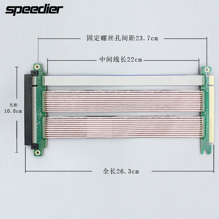 

Riser PCI Express Shielding Property PCIE 4.0 16x Flexible Cable Extension Port Adapter High Speed Riser Card 22cm 180 Degree