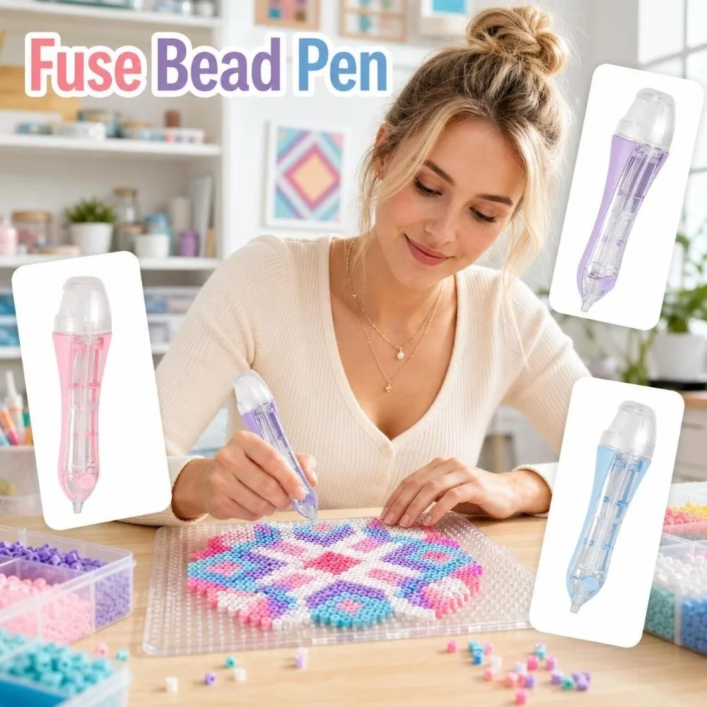 Anti-slip Automatic Fuse Bead Pen Efficient Jam-Free Press-Type Bead Pen Time-Saving 2.6mm Tip Perler Bead Dispenser