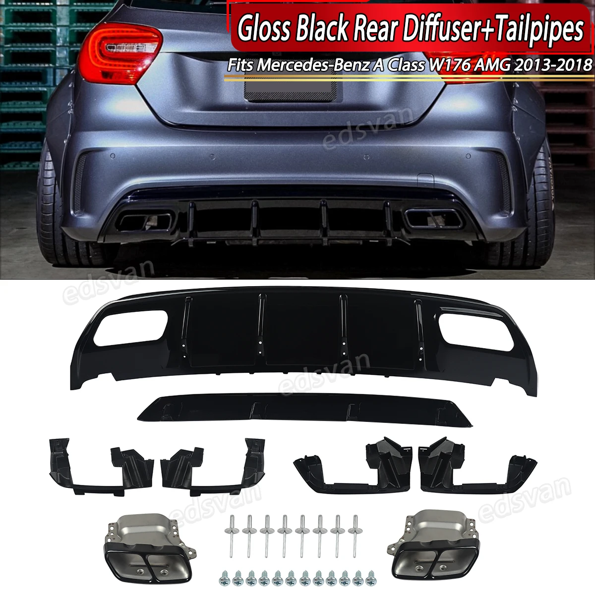 A45 نظرة المصد الخلفي الناشر الشفاه المفسد مع نصائح العادم ل W176 2012 2013 2014 2015 2016 2017 2018 A200 A220 A160 A180 A250 #1