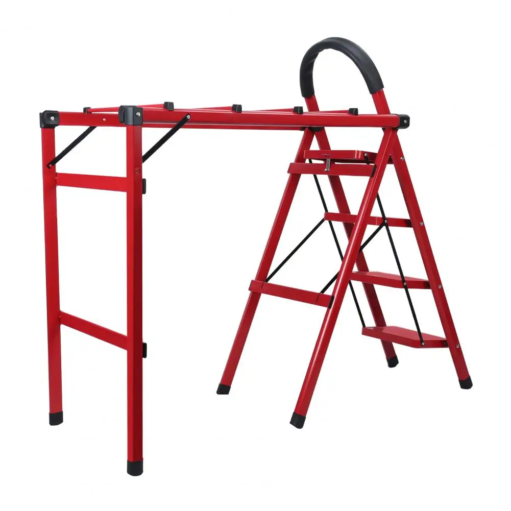 330lb Load Retractable Cloth Drying Rack Folding Clothes Non-slip 4 Step Ladder Indoor Outdoor Space Saving Home Clothes Balcony