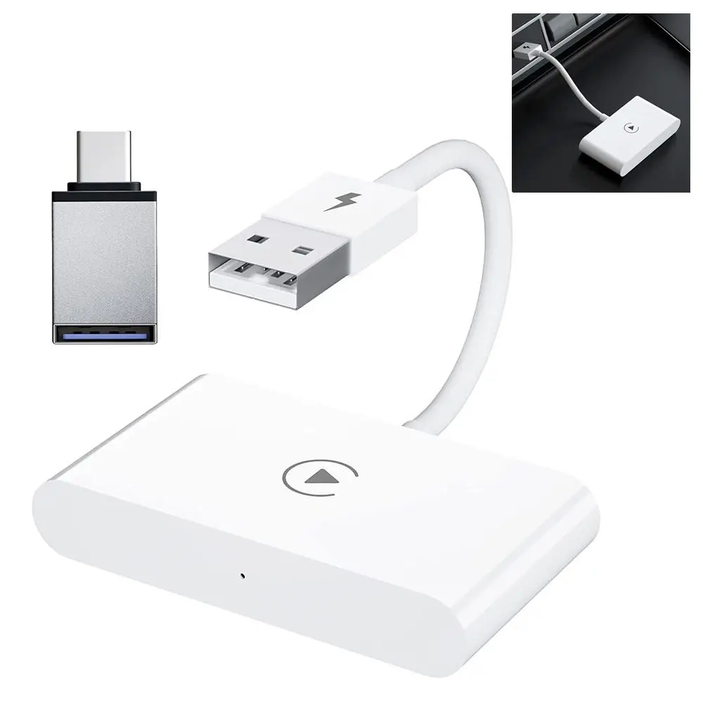 

Plug and Play Wireless CarPlay Adapter Upgrade White for Apple Convert Easy to Use Wired to Wireless CarPlay Dongle