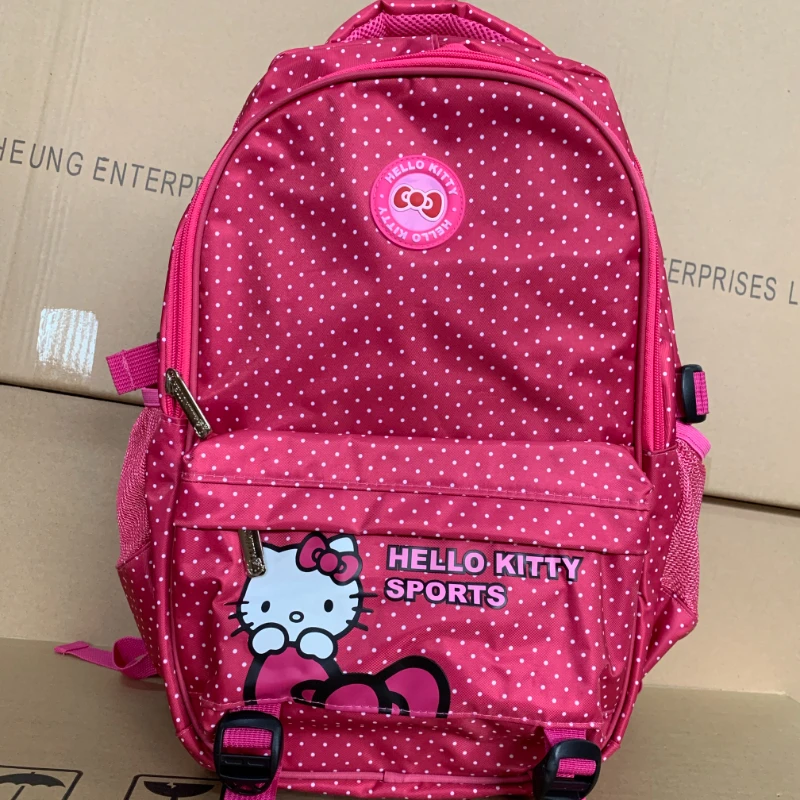 Sanrio Hello Kitty Mochila para Estudantes, Mochila Escolar, Proteção Coluna Redutora, Sacos de Lazer para Crianças Mulheres e Meninas