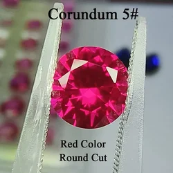 Corundum 5# Stone Red Color Round Cut Multiple Sizes Available Making Gemstones for Diy Jewelry Making