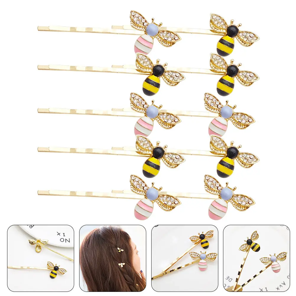 

10Pcs Bee Hairpins Metal Bobby Pins Decorative Hair Accessories for Women Girls Wedding Birthday Photo Styling Chic Shiny Luster