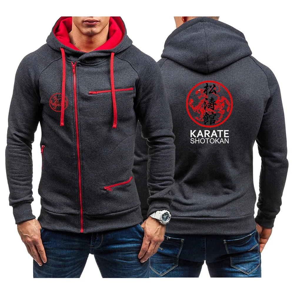 

Shotokan Karate 2024 Men's New Fashion Diagonal Zip Hoodie Solid Color Long Sleeve Sweatshirt Slim Fit Sweatshirt Pullover Tops